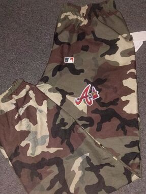 Atlanta Braves Men's Green Army Camo Athletic Joggers Sweatpants NWT.. double si